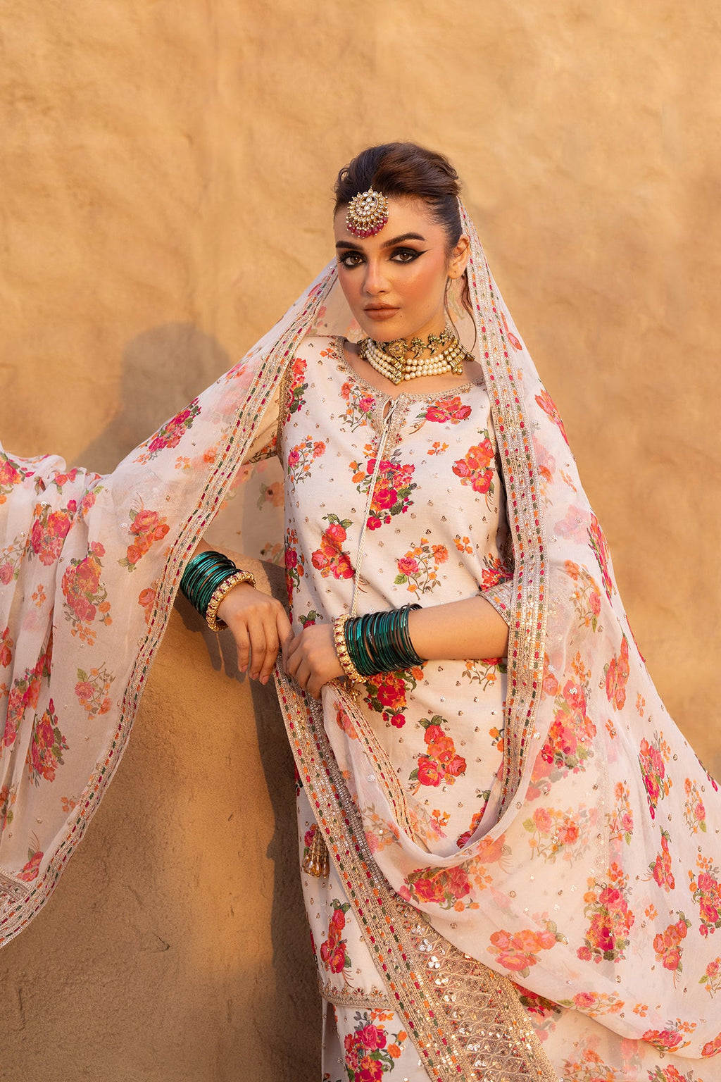 Charizma Embroidered Raw-Silk & Digital Printed Suit CMA-5-071 with embroidered patches, trouser & zari dupatta – RS Royal Fashion