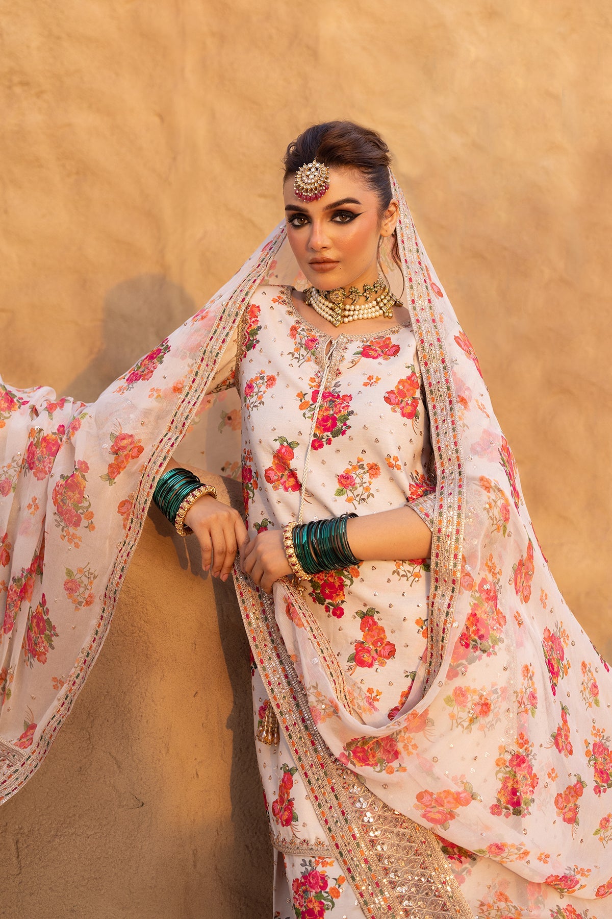 Charizma Embroidered Raw-Silk & Digital Printed Suit CMA-5-071 with embroidered patches, trouser & zari dupatta – RS Royal Fashion