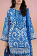 3-piece white and blue printed lawn suit with embroidered organza lace and printed chiffon dupatta – RS Royal Fashion.