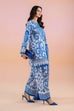 3-piece white and blue printed lawn suit with embroidered organza lace and printed chiffon dupatta – RS Royal Fashion.