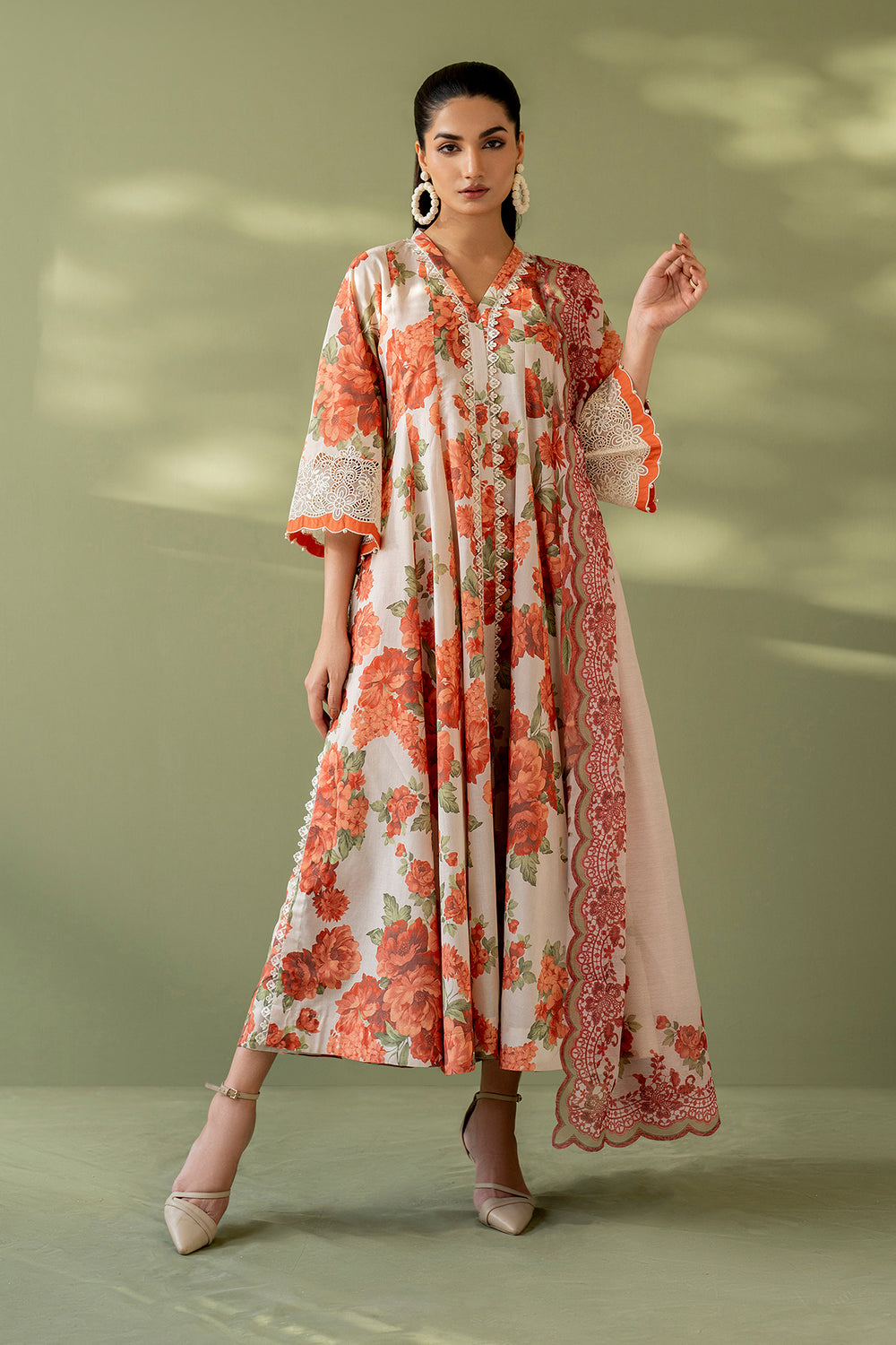 Baroque Linen Digital Printed & Embroidered 3Pc Suit with Dupatta & Trouser