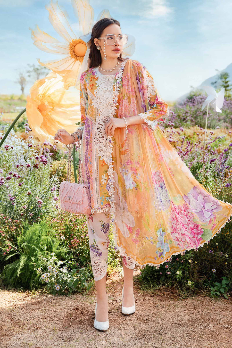 Maria B Printed Lawn + Chiffon Dupatta | Article MB-311