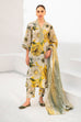 Iznik Dhanak 3PC suit with printed dhanak shirt, dupatta, trouser, and embroidered patches on organza