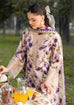 N Jahan embroidered & digital printed linen 3-piece suit with organza patch, linen dupatta, and trouser