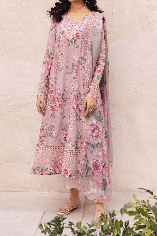 Luxury Iznik 3-piece embroidered lawn suit with chiffon dupatta and printed trouser – RS Royal Fashion