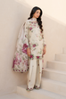 EFL-05 3-piece unstitched embroidered lawn suit with borer embroidered shirt, silk dupatta with lace, and printed trouser – By Iznik, available at RS Royal Fashion.
