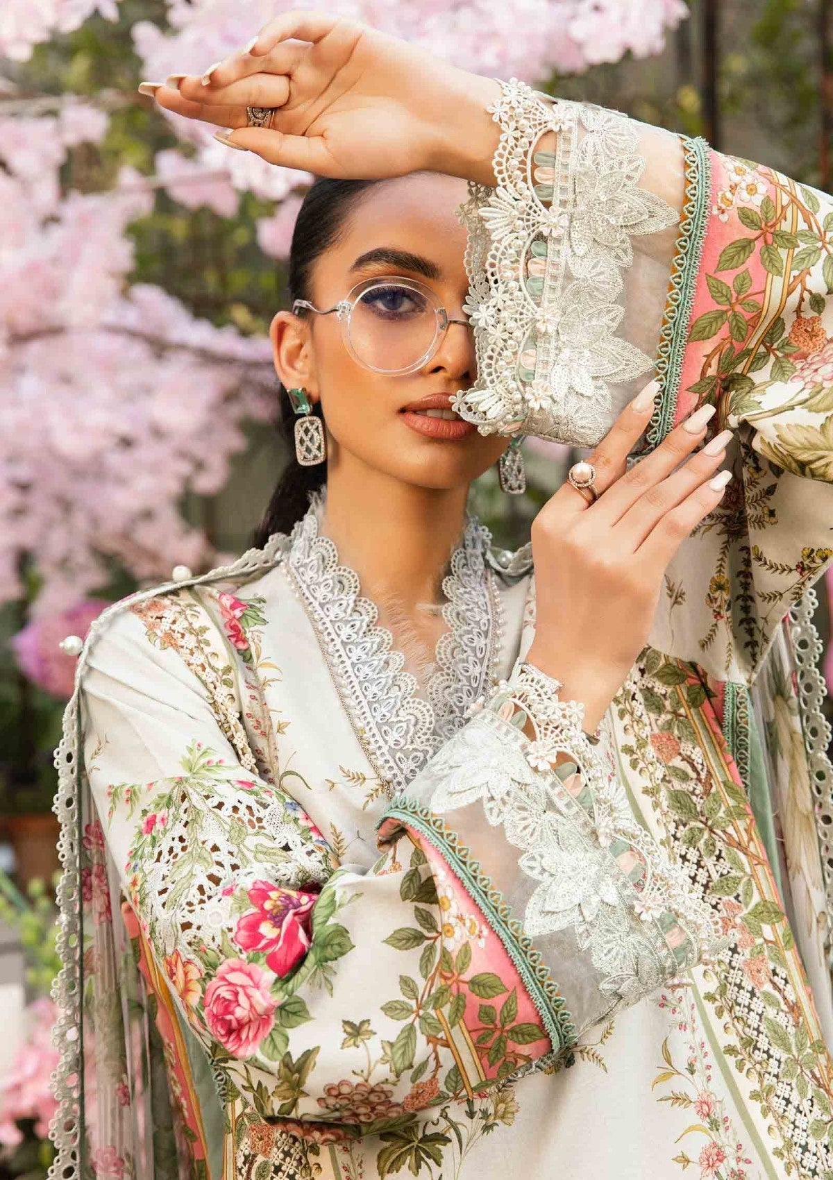 Maria B inspired 3-piece embroidered lawn suit MPT-2604-A with chiffon dupatta and cambric trousers – RS Royal Fashion