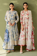 N Jahan embroidered & digital printed linen 3-piece suit with organza patch, linen dupatta, and trouser