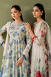 N Jahan embroidered & digital printed linen 3-piece suit with organza patch, linen dupatta, and trouser