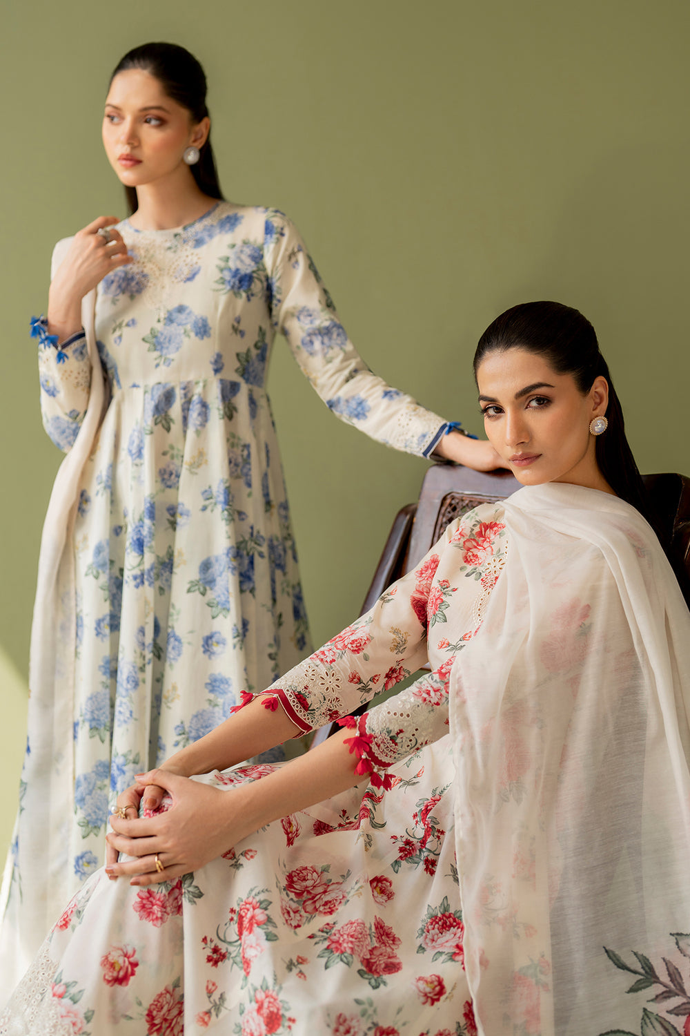 Baroque Embroidered & Digital Printed Linen Suit – 3Pc