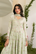 Iznik Dhanak 3PC suit with printed dhanak shirt, trouser, dupatta, embroidered daman patch, sleeve patti, and neckline patch