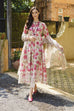 IL-UE-210 heavy embroidered lawn 3-piece replica with chiffon dupatta and cambric trouser.