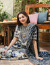 Sapphire-inspired luxury lawn suit with embroidery, chiffon dupatta & cotton trouser