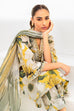 Iznik Dhanak 3PC suit with printed dhanak shirt, dupatta, trouser, and embroidered patches on organza