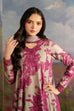 Iznik Dhanak 3PC suit with printed dhanak shirt, dupatta, trouser, and embroidered patches on organza