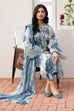 Maria B Dhanak 3PC suit with printed dhanak shirt, dupatta, trouser, and embroidered patches on organza