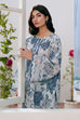 Maria B Dhanak 3PC suit with printed dhanak shirt, dupatta, trouser, and embroidered patches on organza