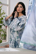 Maria B Dhanak 3PC suit with printed dhanak shirt, dupatta, trouser, and embroidered patches on organza
