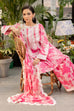 Maria B inspired 3 piece lawn suit in pink with embroidered neckline, chiffon dupatta and cambric shalwar.