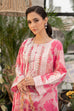 Maria B inspired 3 piece lawn suit in pink with embroidered neckline, chiffon dupatta and cambric shalwar.