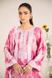 Maria B inspired 3 piece lawn suit in pink with embroidered neckline, chiffon dupatta and cambric shalwar.
