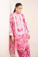 Maria B inspired 3 piece lawn suit in pink with embroidered neckline, chiffon dupatta and cambric shalwar.