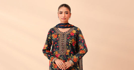Maria. B | Embroidered & Digital Printed Linen 3Pc Suit