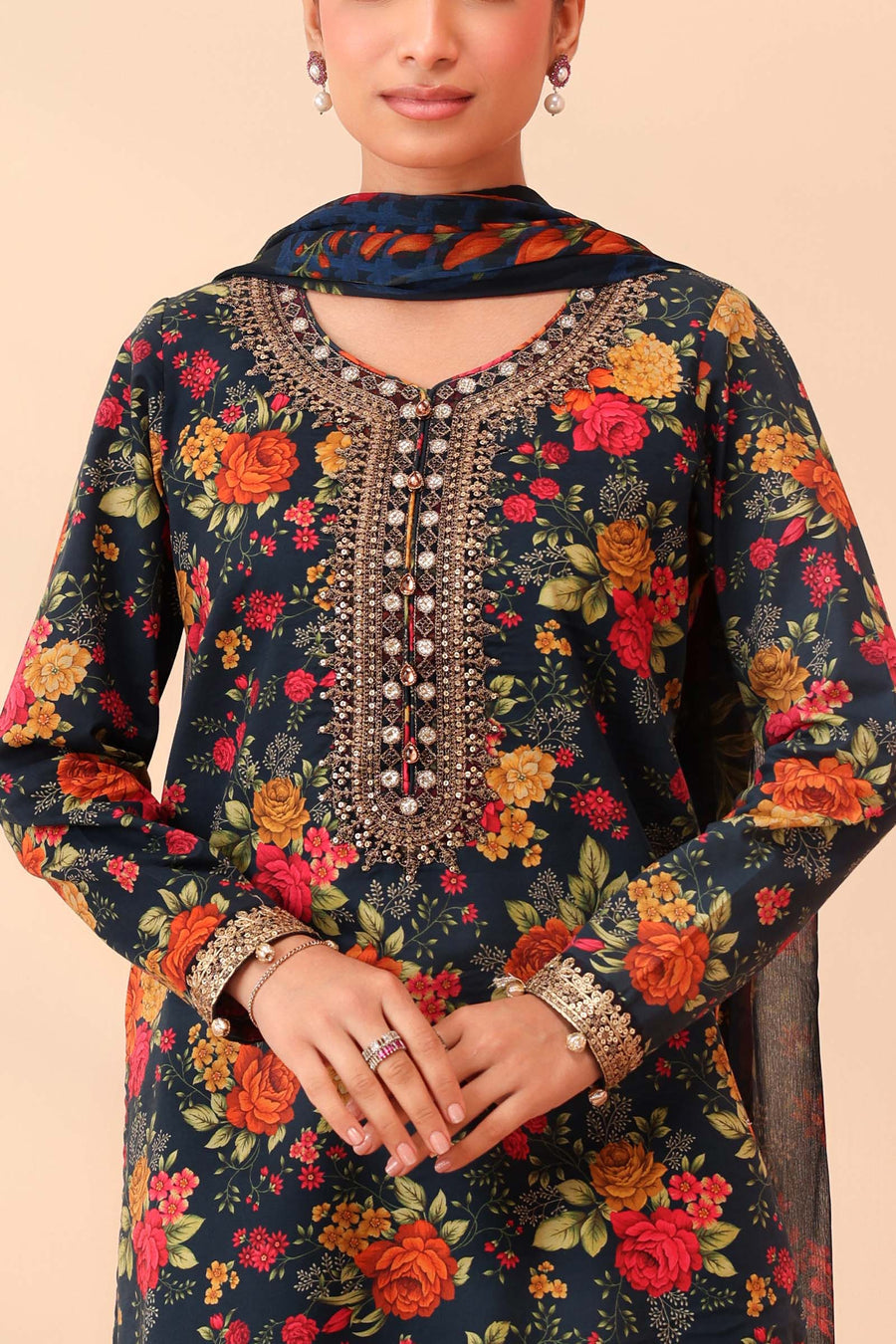 Maria. B | Embroidered & Digital Printed Linen 3Pc Suit