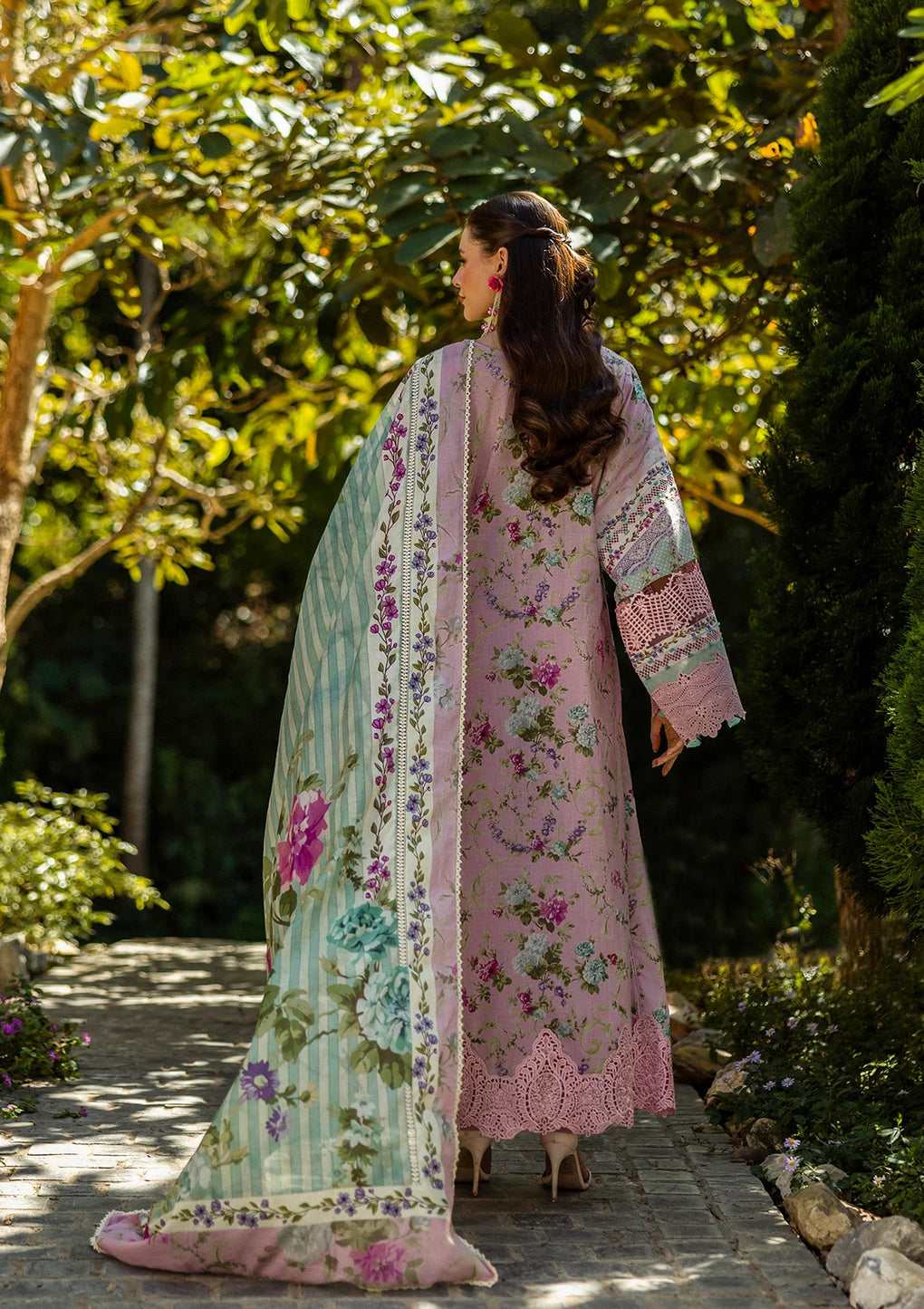Elaf embroidered and digital printed linen 3-piece suit with embroidered shirt, dupatta, and trouser, available at RS Royal Fashion