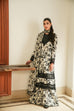 Aneela.s black skin 3-piece unstitched lawn suit with embroidered front and digital printed chiffon dupatta.
