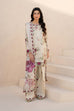 Iznik Dhanak 3PC suit with printed dhanak shirt, trouser, dupatta, embroidered daman patch, sleeve patti, and neckline patch