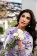 Maria B Dhanak 3PC suit with printed dhanak shirt, dupatta, trouser, and embroidered patches on organza