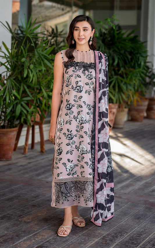 Asifa Nabeel printed dhanak suit with trouser, dupatta, embroidered patches, sleeves and neckline patti