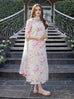 Crimson embroidered & digital printed linen 3-piece suit with organza patch, linen dupatta, and trouser
