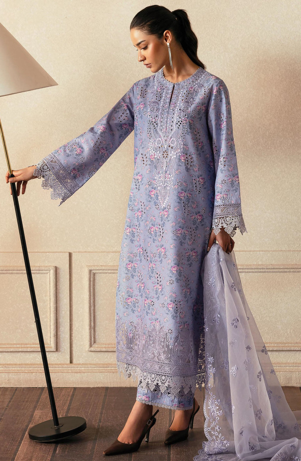 Charizma Digital Printed Silk Embroidered 3Pc Unstitched Suit