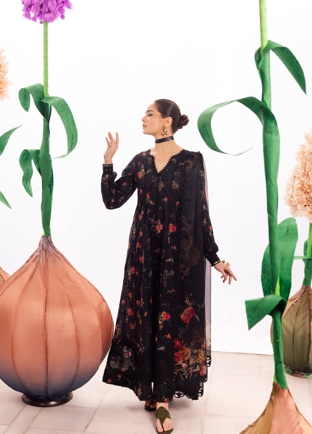Iznik digital printed embroidered 3-piece unstitched suit with chiffon dupatta, premium lawn fabric, and elegant festive design – RS Royal Fashion