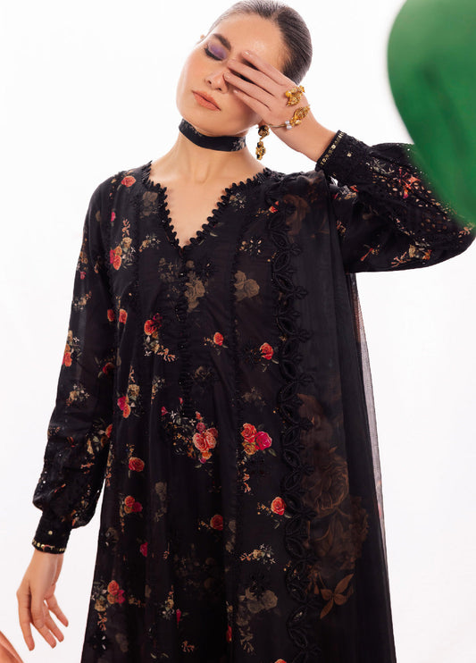 Iznik digital printed embroidered 3-piece unstitched suit with chiffon dupatta, premium lawn fabric, and elegant festive design – RS Royal Fashion