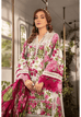 Maria B white and pink embroidered 3PC organza suit with elegant festive design.
